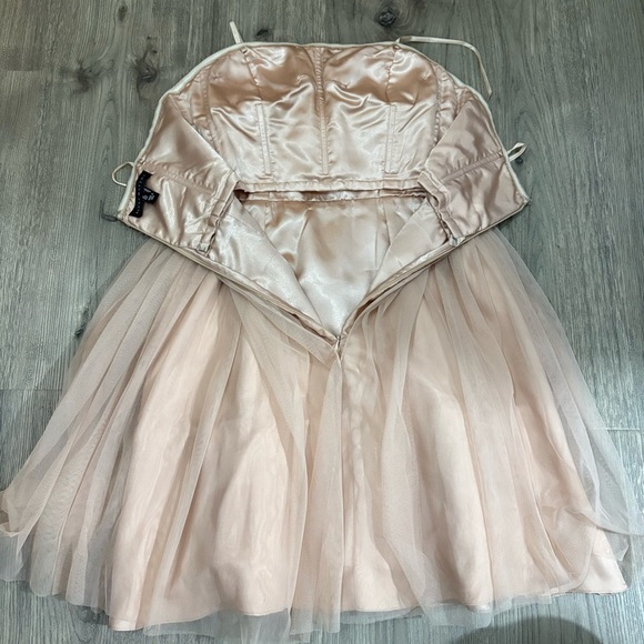 AIDAN MATTOX Sz 6 Blush Beaded Top Tulle Party Prom Pageant Dress Sparkle Short - Picture 3 of 16